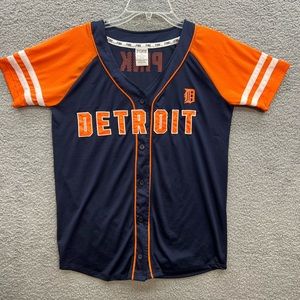 Detroit Tigers Victoria Secret Pink Small Mesh Baseball Jersey MLB Button Down